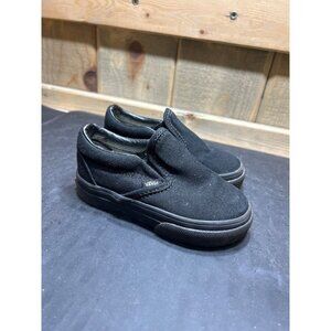 Toddler Vans Classic Slip-On Shoes Black Canvas Size 6 Rubber Sole